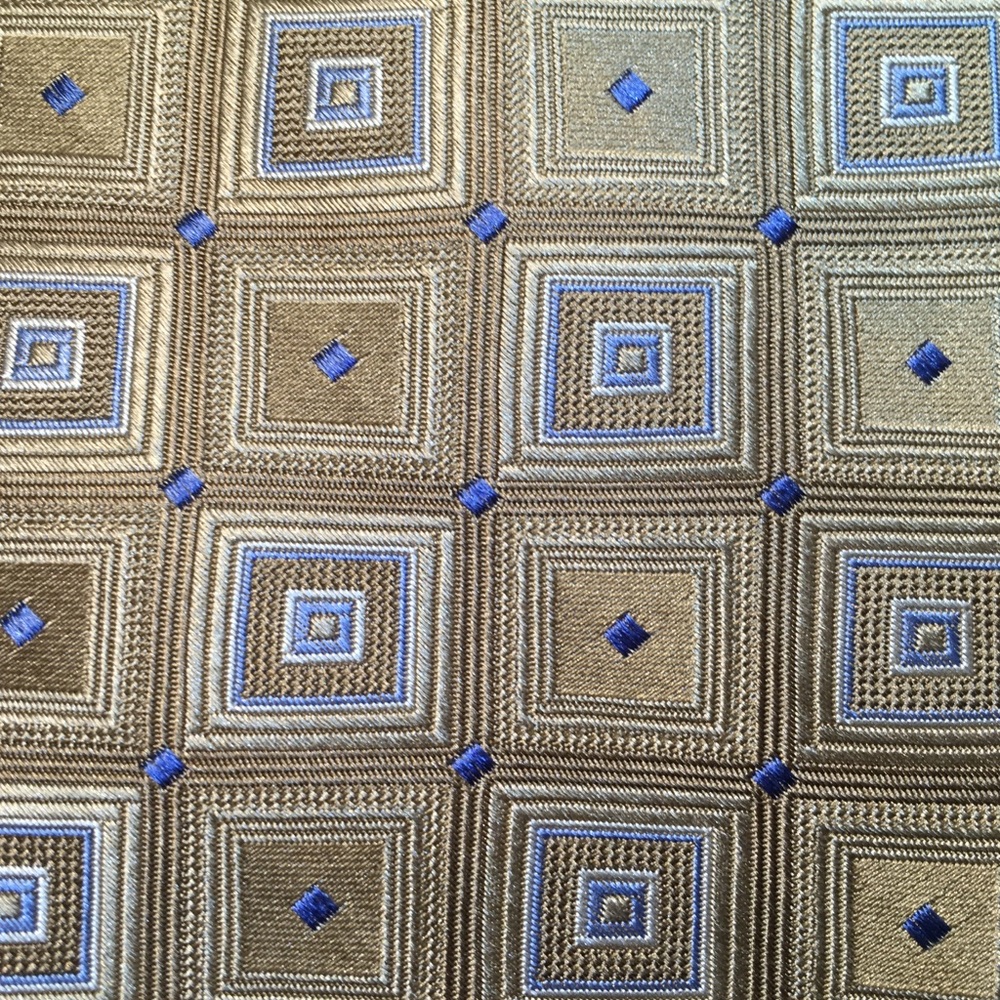 Michael Kors Gold Squares Pattern Silk Tie